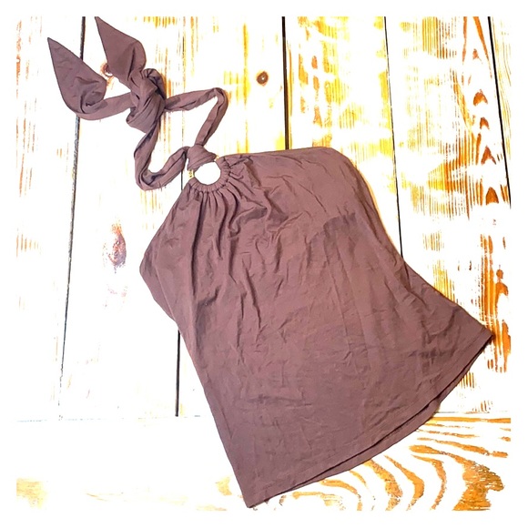 MICHAEL Michael Kors Tops - Michael Kors Brown Halter Tie Top Size Small